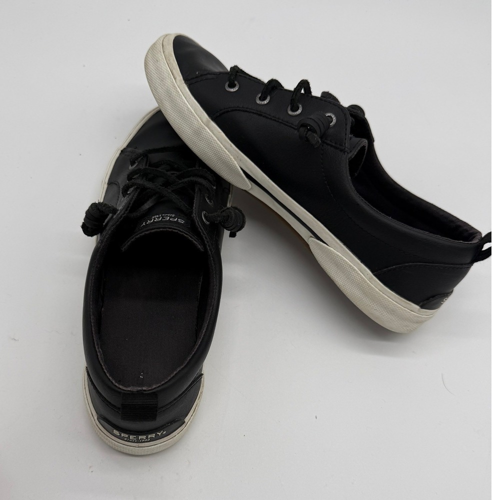 Sperry Top-Sider Crest Vibe Black Faux Leather Sneakers Womens Size 9 STS84964